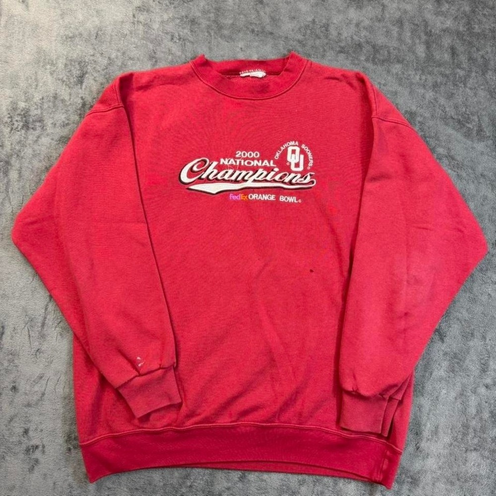 Vintage Oklahoma Sooners Sweatshirt Mens Large National Champions Orange Bowl